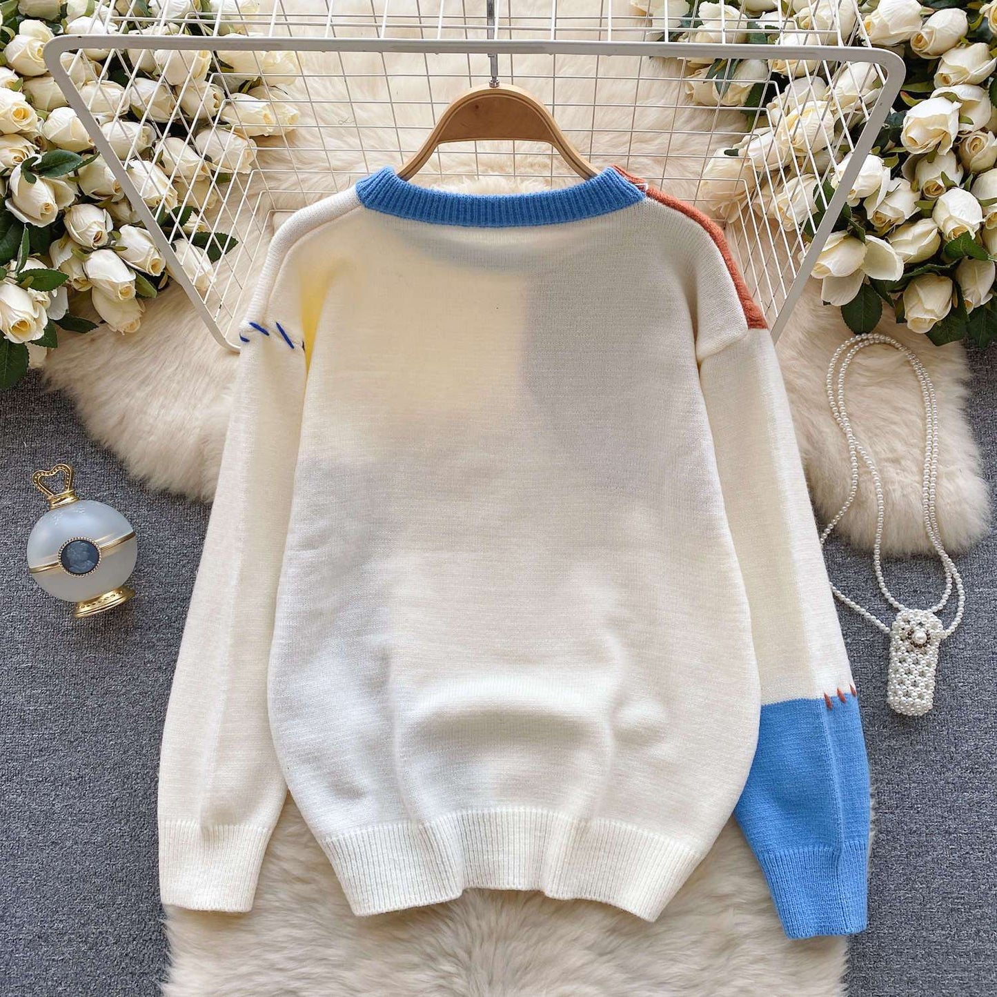 P knitted sweater long-sleeved top