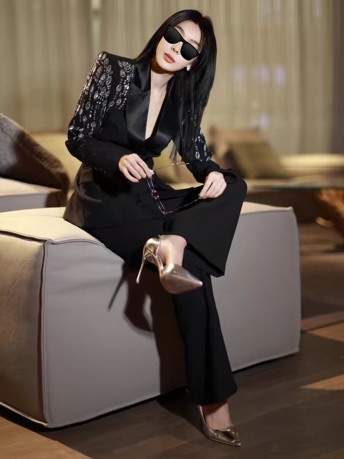 A diamond-encrusted suit