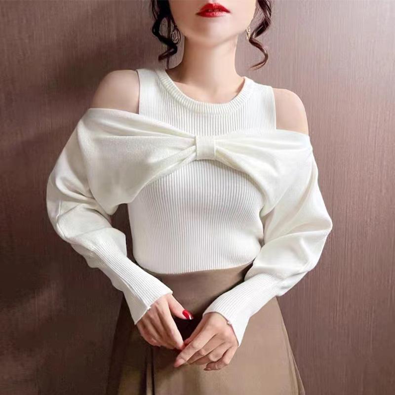 P bow knitted sweater top