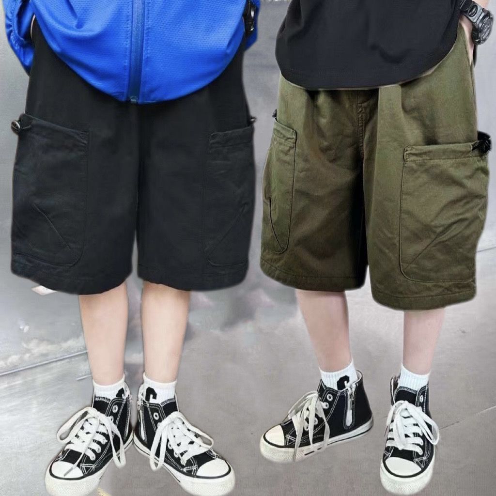P summer new boys tooling pure cotton shorts thin boys five-point pants middle pants wearing foreign trend