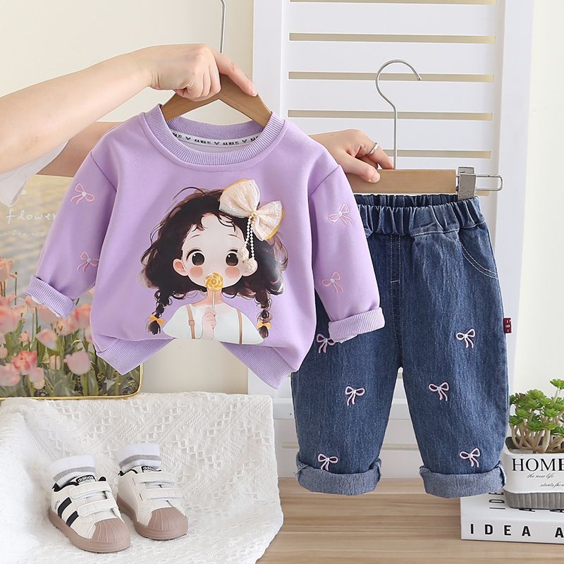 P baby girl denim two-piece autumn suit autumn