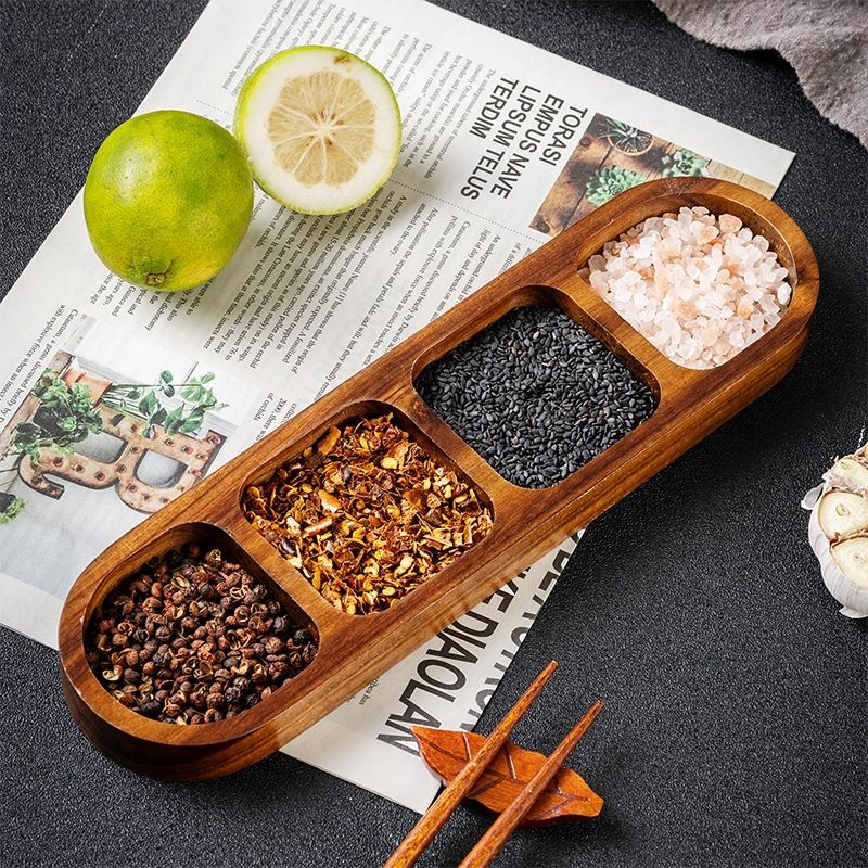 طبق نكهة مصنوع من خشب الأكاسيا، طبق وجبات خفيفة منزلي من الخشب الصلب