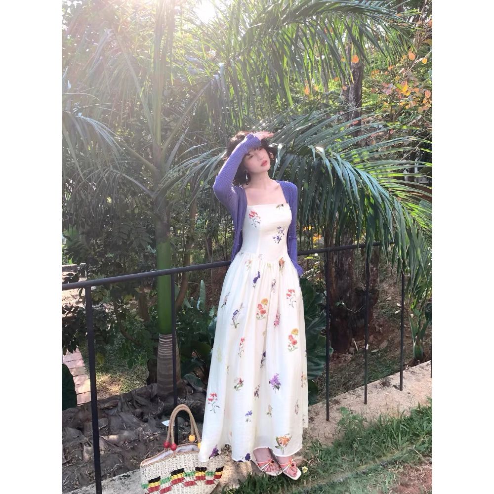 P thin shoulder strap floral dress