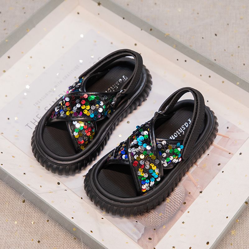 P new children's sports beach shoes girl sequined sandals popular among older children