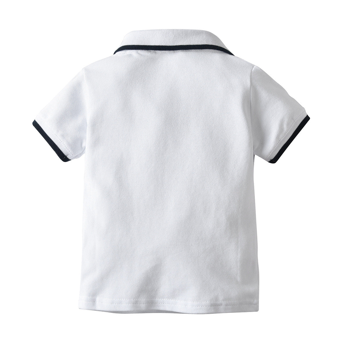 A white short-sleeved polo shirt woven shorts two-piece set summer lapel T-shirt shorts - Mixbatch