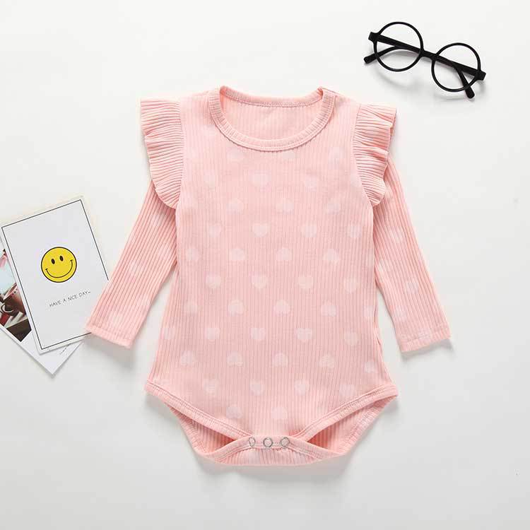 INS A Spring New Products Girls Baby Little Love Fart Romper Baby Cotton Long Sleeve One-piece Climbing Clothing