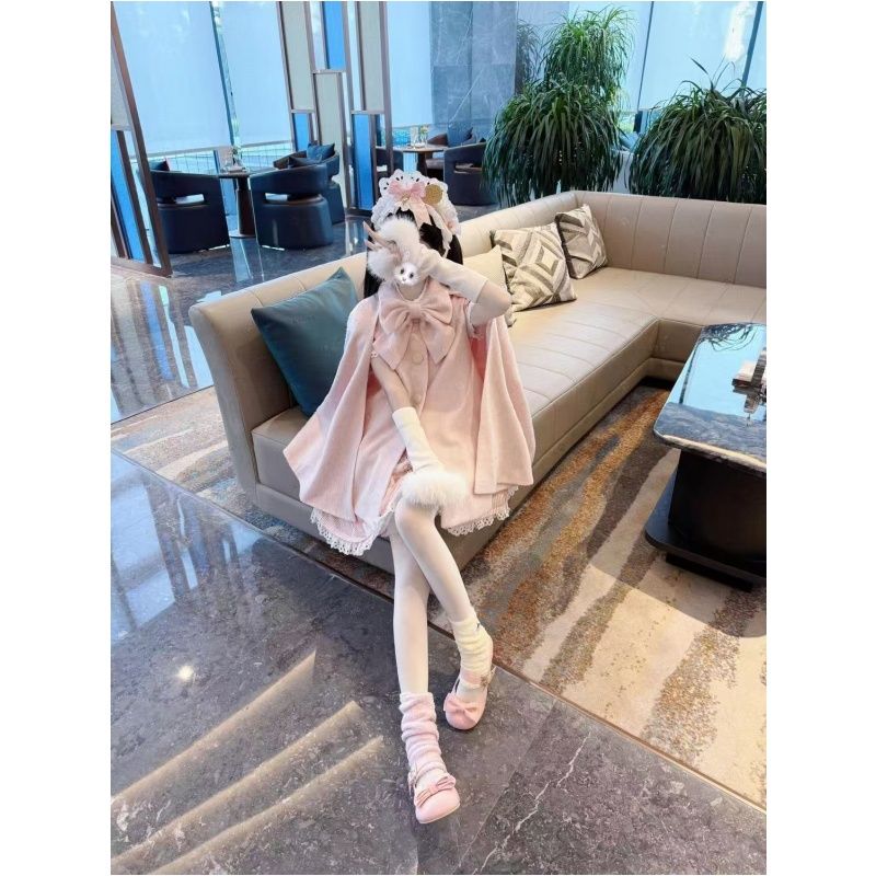 P loose cloak jacket winter new loose lazy fashionable bow top