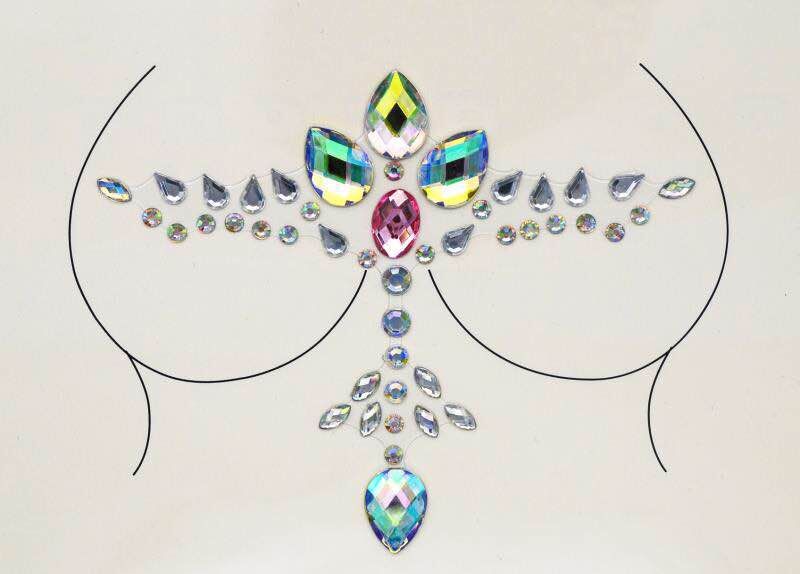 A face sticker diamond tattoo sticker diamond face decoration sticker gem adhesive eye sticker environmental protection music festival face sticker eyebrow diamond - Mixbatch