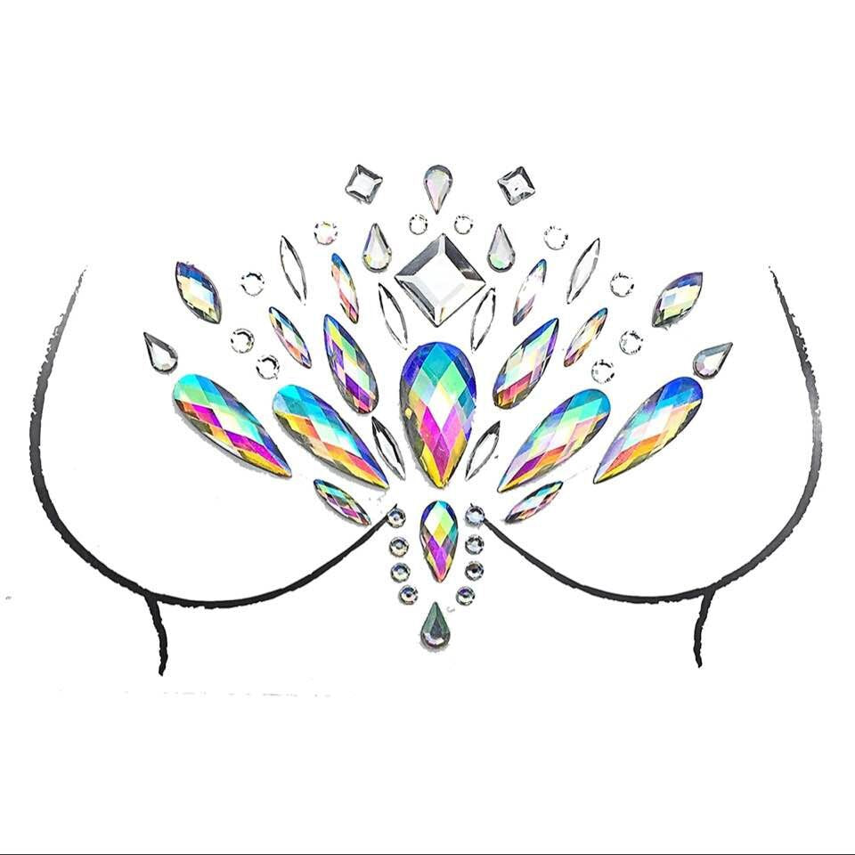 A face sticker diamond tattoo sticker diamond face decoration sticker gem adhesive eye sticker environmental protection music festival face sticker eyebrow diamond - Mixbatch