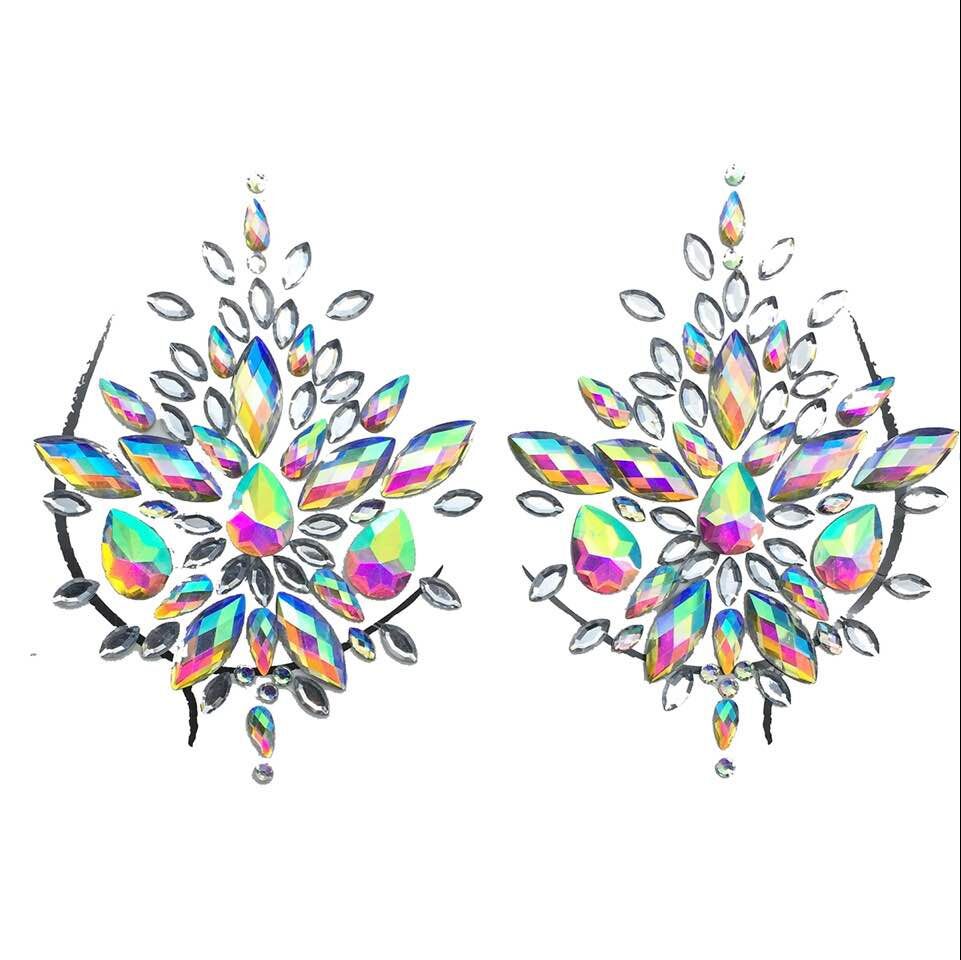 A face sticker diamond tattoo sticker diamond face decoration sticker gem adhesive eye sticker environmental protection music festival face sticker eyebrow diamond - Mixbatch