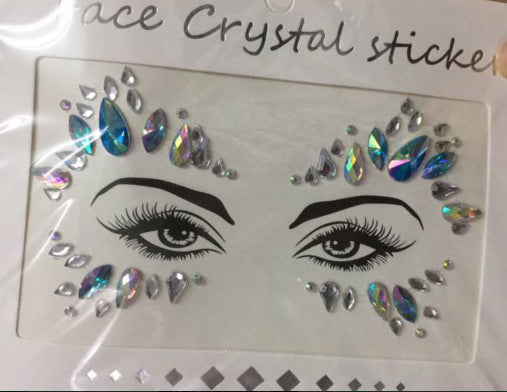 A face sticker diamond tattoo sticker diamond face decoration sticker gem adhesive eye sticker environmental protection music festival face sticker eyebrow diamond - Mixbatch