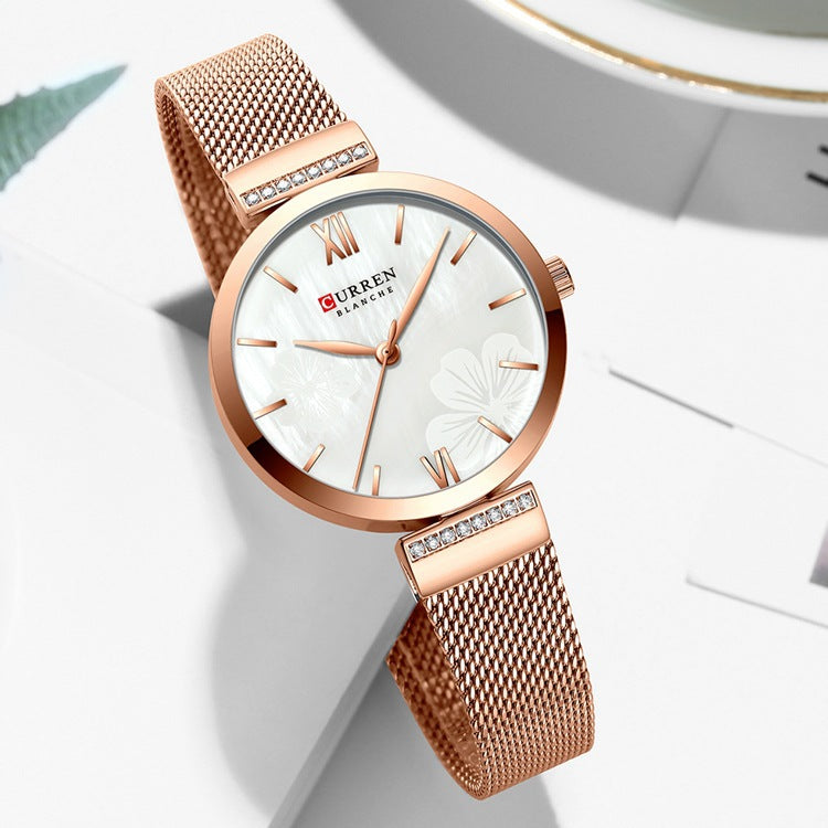 A 9067 Casual Quartz Water Watch Steel Belt Women's Watch Fashion Temperament Women's Watch - Mixbatch