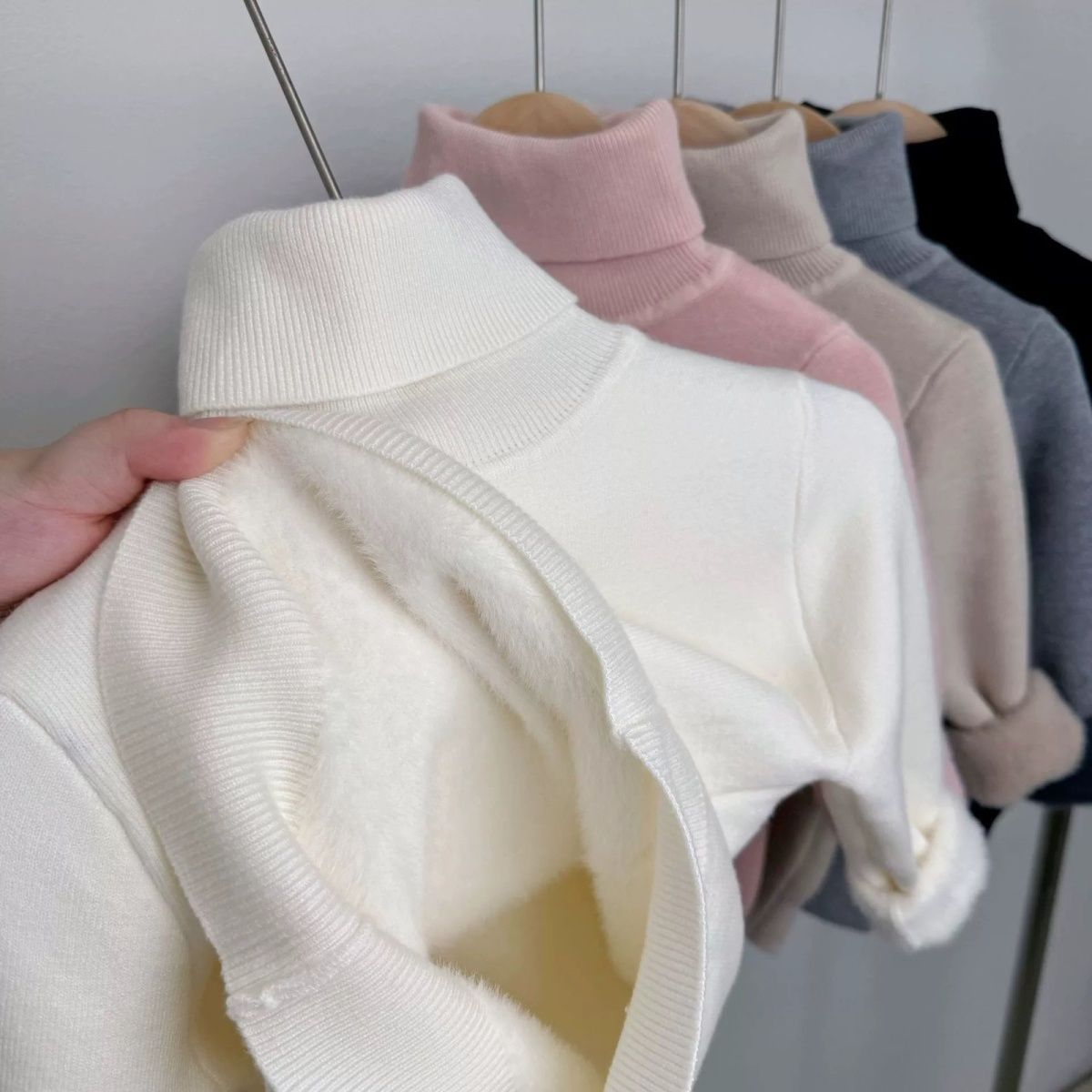P Children's fleece turtleneck knitted sweater