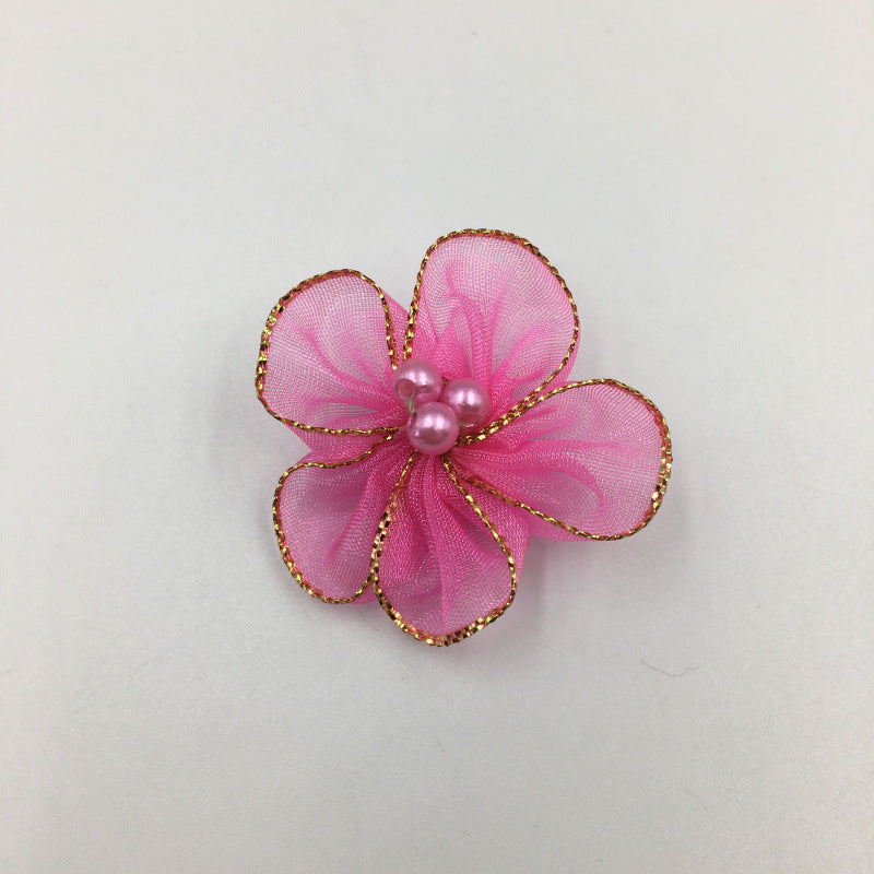 A Simulation plum blossom, flower with pearl snow yarn Phnom Penh snow yarn small flower ribbon flower shoe flower clothing flower wholesale - Mixbatch