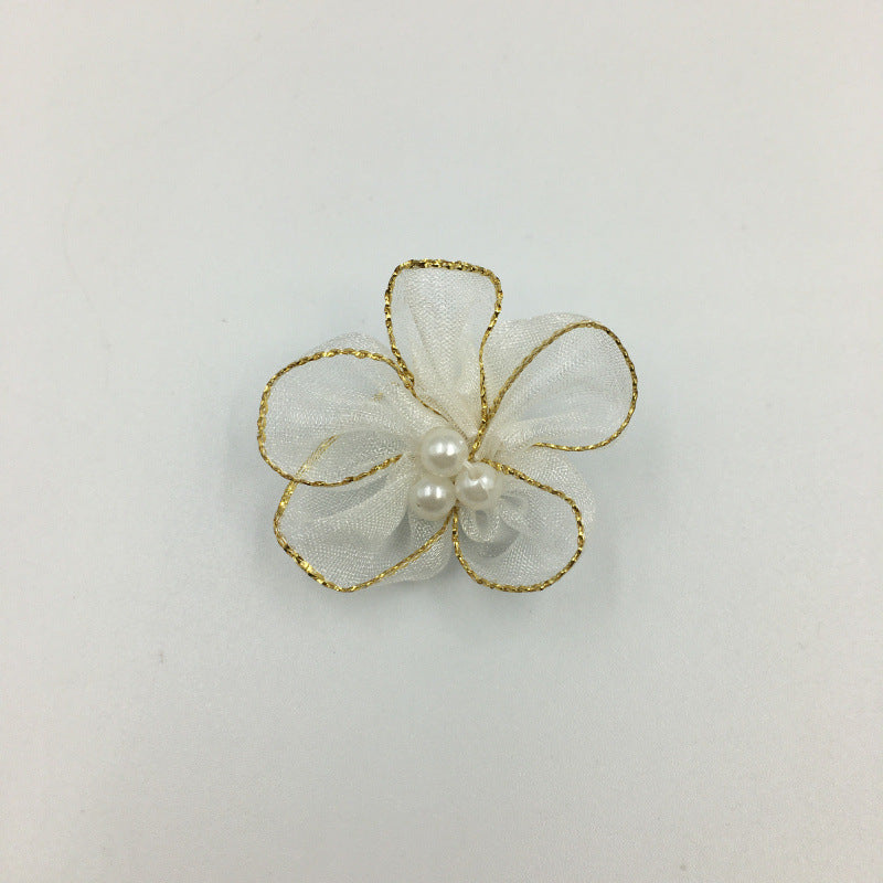 A Simulation plum blossom, flower with pearl snow yarn Phnom Penh snow yarn small flower ribbon flower shoe flower clothing flower wholesale - Mixbatch