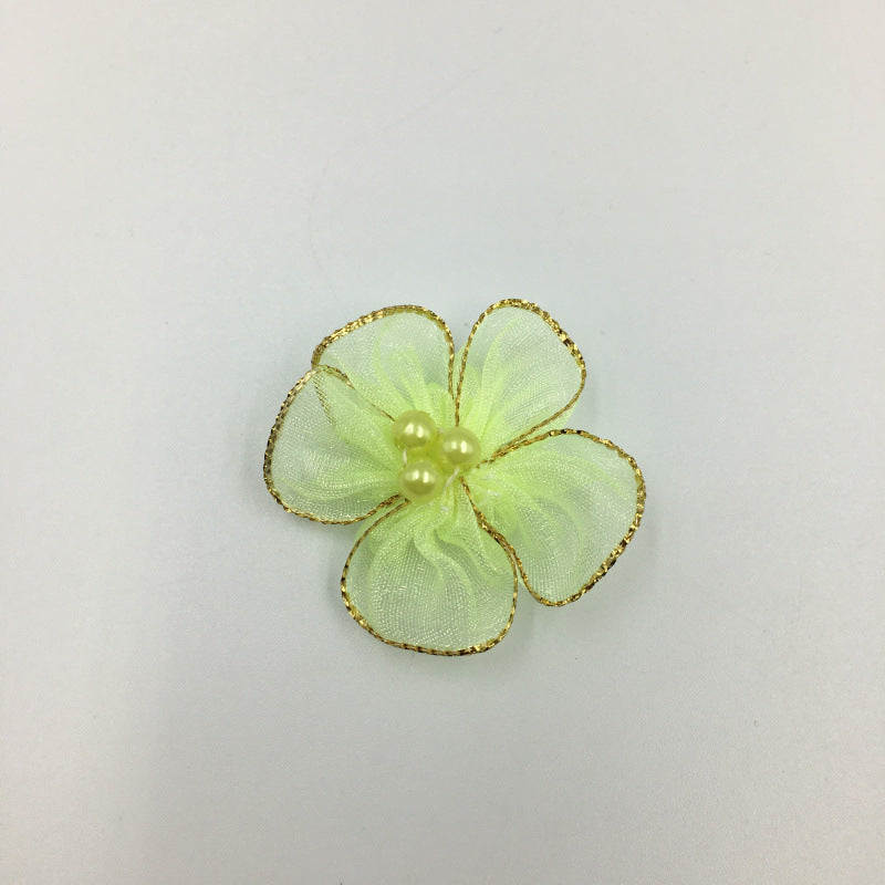 A Simulation plum blossom, flower with pearl snow yarn Phnom Penh snow yarn small flower ribbon flower shoe flower clothing flower wholesale - Mixbatch