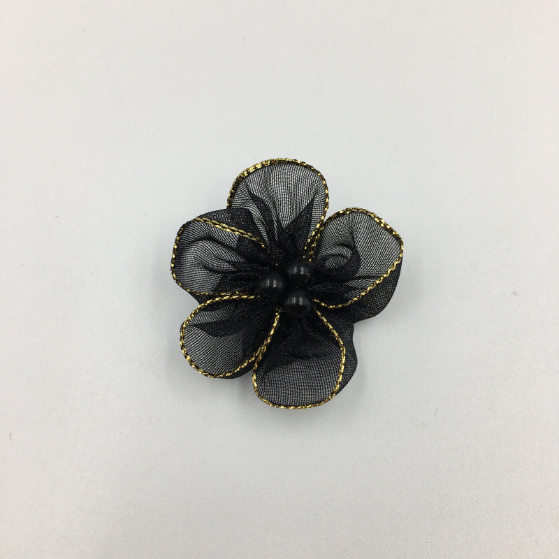 A Simulation plum blossom, flower with pearl snow yarn Phnom Penh snow yarn small flower ribbon flower shoe flower clothing flower wholesale - Mixbatch