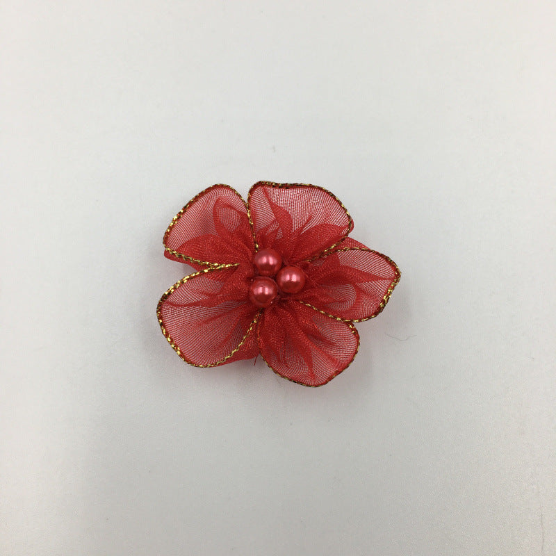 A Simulation plum blossom, flower with pearl snow yarn Phnom Penh snow yarn small flower ribbon flower shoe flower clothing flower wholesale - Mixbatch