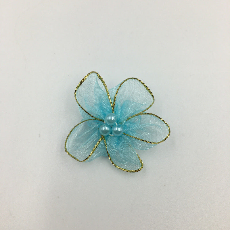 A Simulation plum blossom, flower with pearl snow yarn Phnom Penh snow yarn small flower ribbon flower shoe flower clothing flower wholesale - Mixbatch