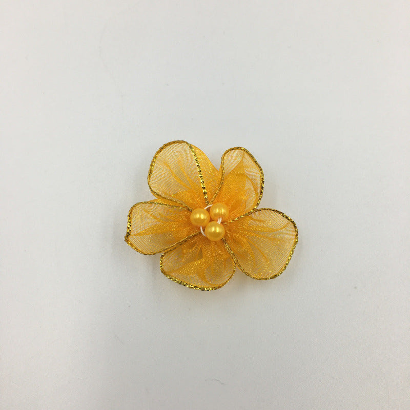 A Simulation plum blossom, flower with pearl snow yarn Phnom Penh snow yarn small flower ribbon flower shoe flower clothing flower wholesale - Mixbatch