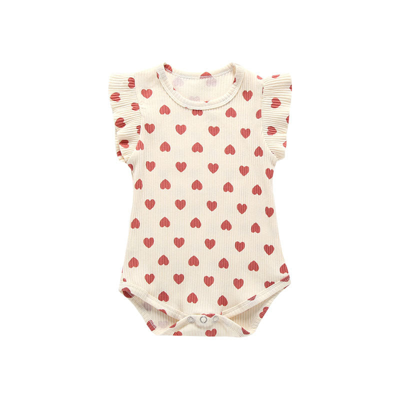 INS A Spring New Products Girls Baby Little Love Fart Romper Baby Cotton Long Sleeve One-piece Climbing Clothing