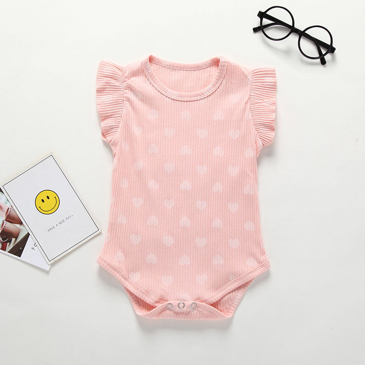 INS A Spring New Products Girls Baby Little Love Fart Romper Baby Cotton Long Sleeve One-piece Climbing Clothing