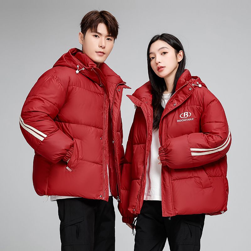 A new American winter striped couple thickened loose cotton-padded jacket bread warm and explosive cotton-padded jacket