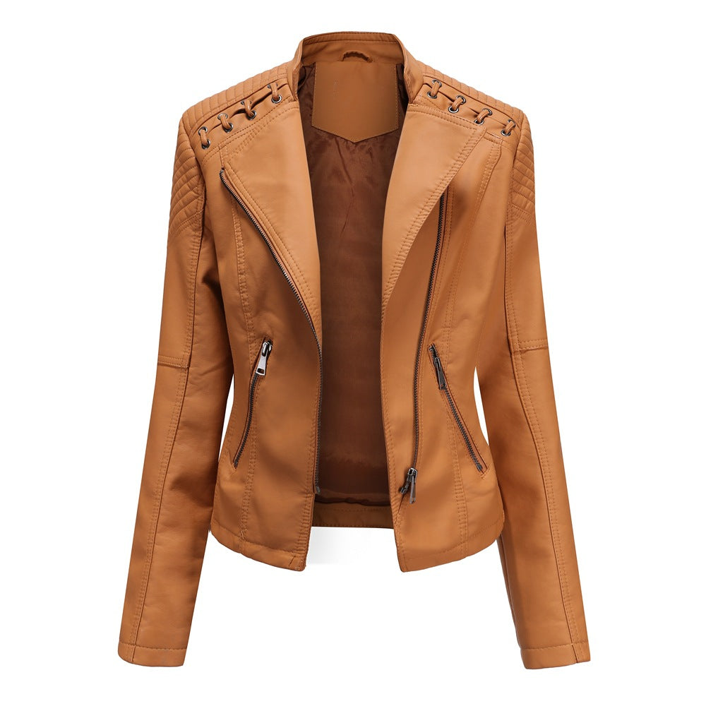 A women's leather jacket