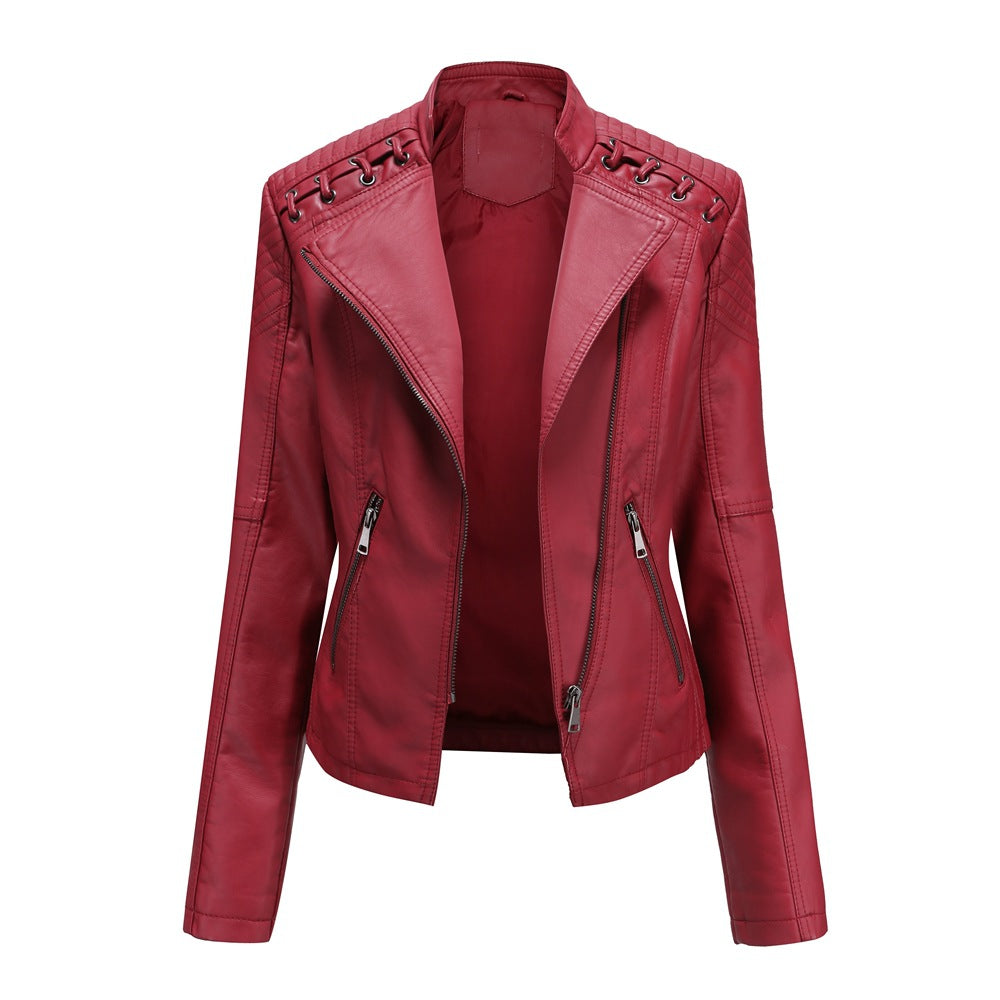 A women's leather jacket