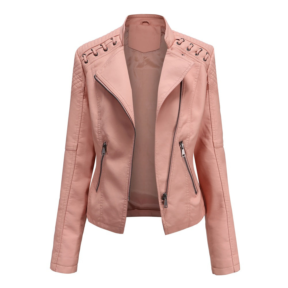 A women's leather jacket