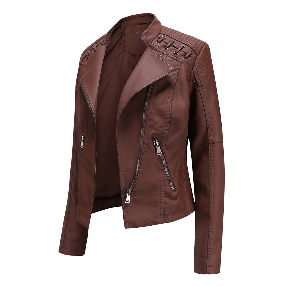 A women's leather jacket