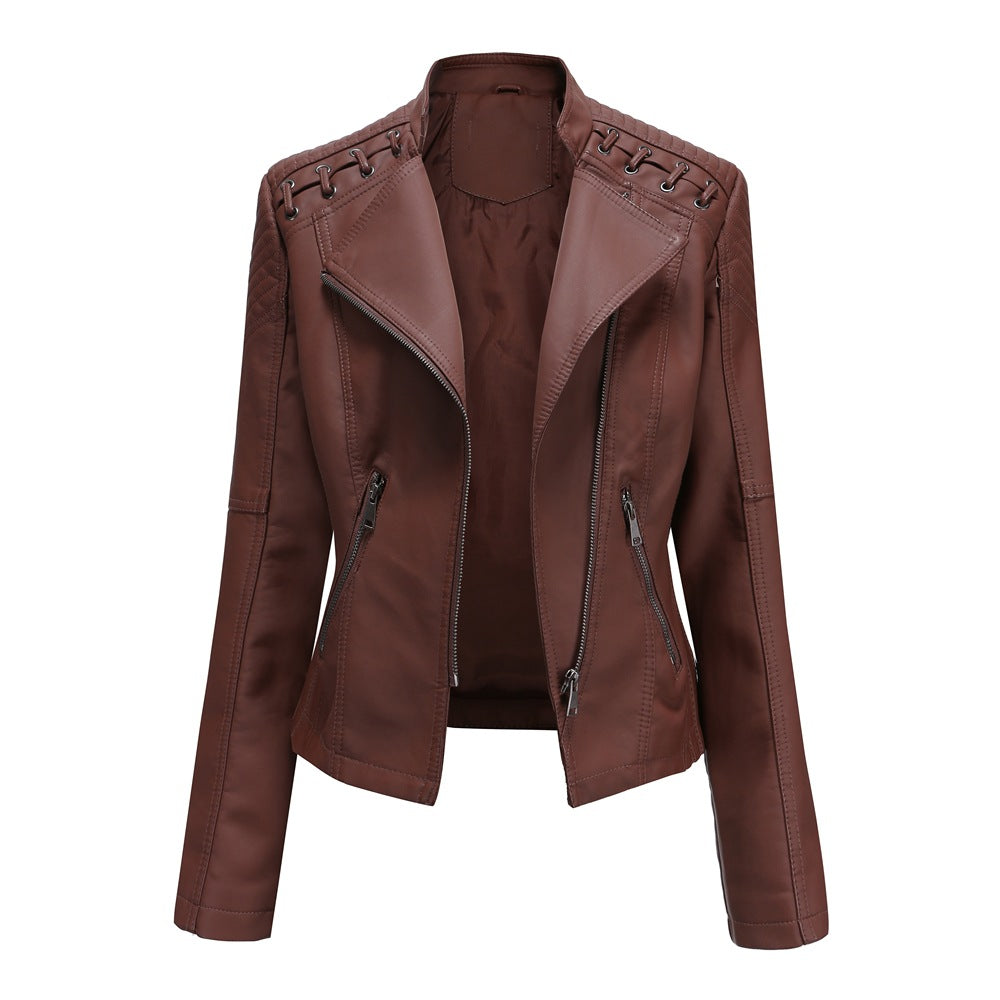 A women's leather jacket