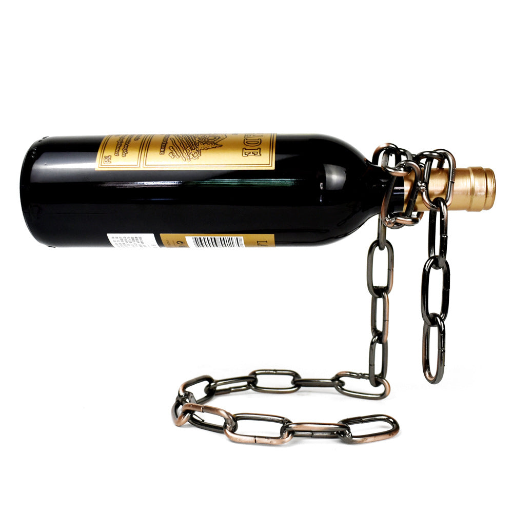 A magical suspended iron chain wine rack metal chain handicrafts personalized creative hotel bar ornament