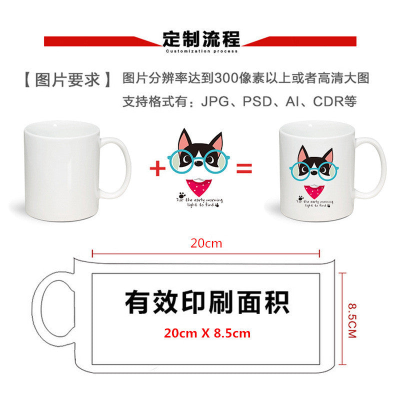 A creative coated ceramic cup color-changing water cup custom LOGO heat transfer mug