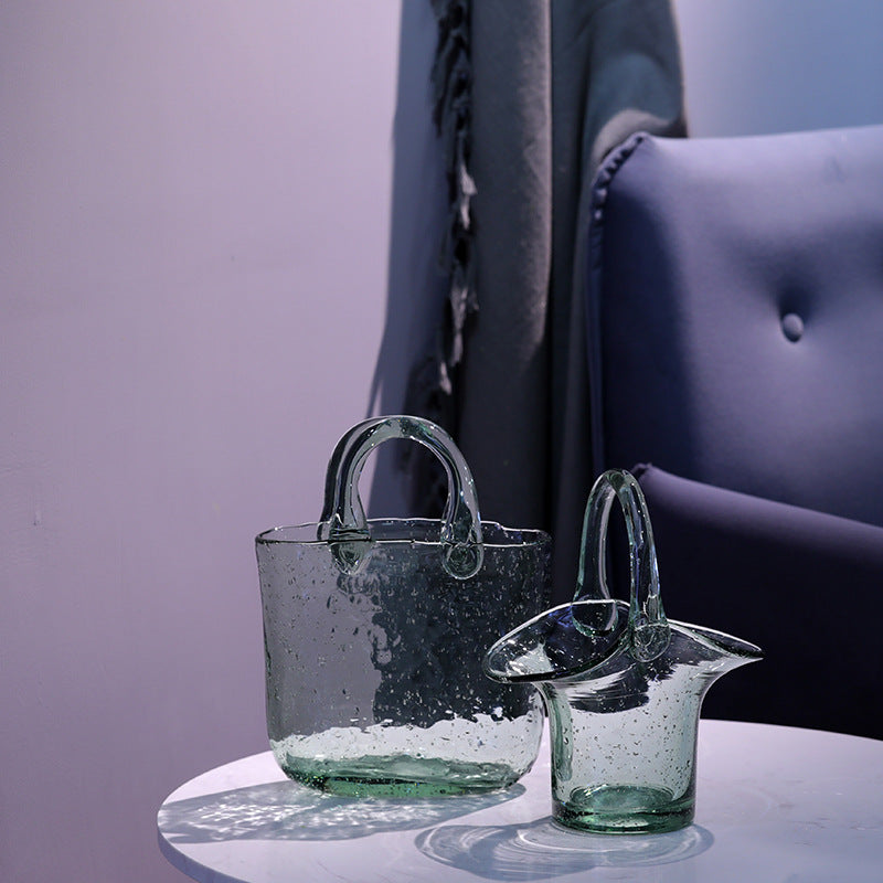 A hydroponic vase fish tank bag vase basket flower arrangement flower pot creative new basket vase