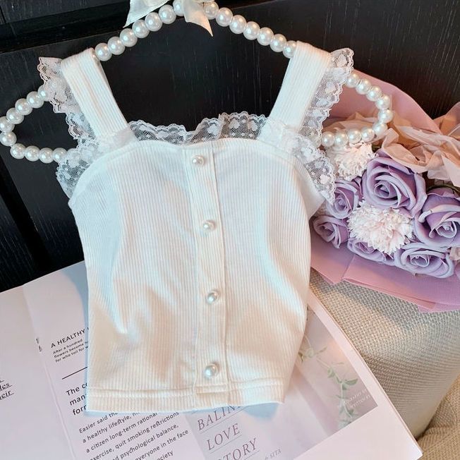 P women's pure cotton vest summer dress foreign Korean version baby girl summer thin casual versatile children's suspender top