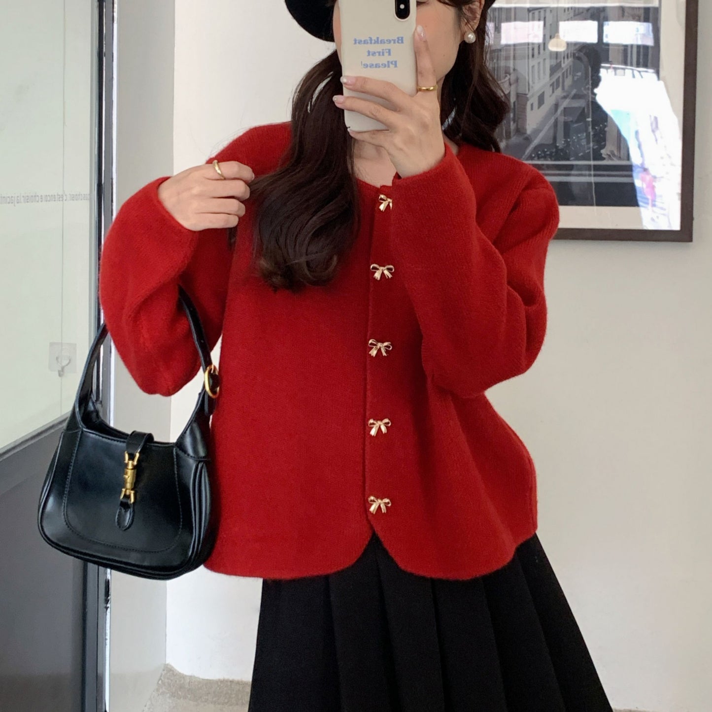 P Butterfly Button Sweater