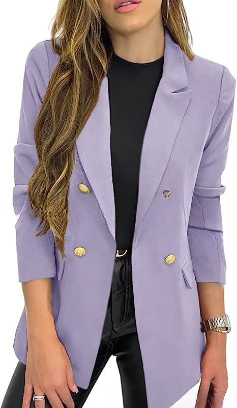 A Amazon foreign trade cross-border new small blazer women's solid color casual long-sleeved lapel button jacket