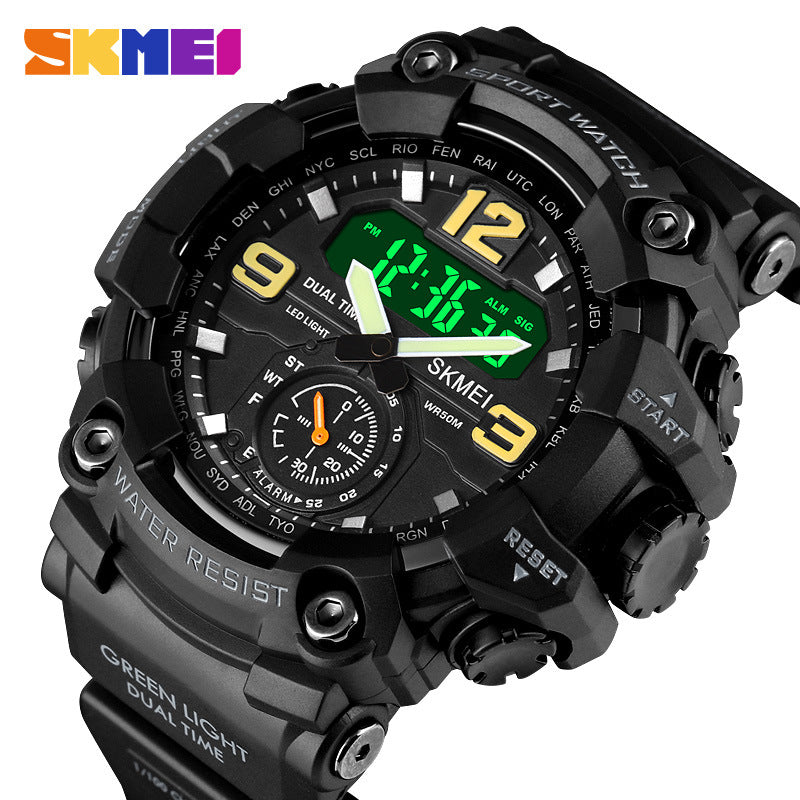 A Moment Beautiful Cool Men's Outdoor Sports Watch Large Dial Multifunctional Waterproof Electronic Watch Men's Wholesale