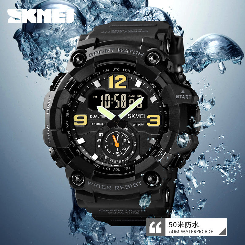 A Moment Beautiful Cool Men's Outdoor Sports Watch Large Dial Multifunctional Waterproof Electronic Watch Men's Wholesale