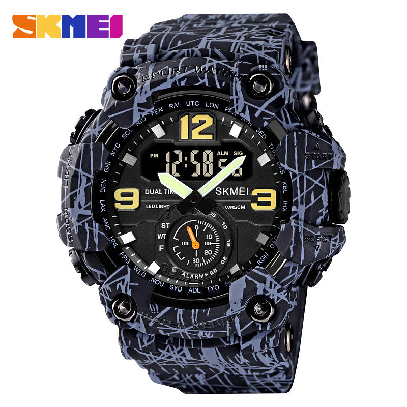 A Moment Beautiful Cool Men's Outdoor Sports Watch Large Dial Multifunctional Waterproof Electronic Watch Men's Wholesale