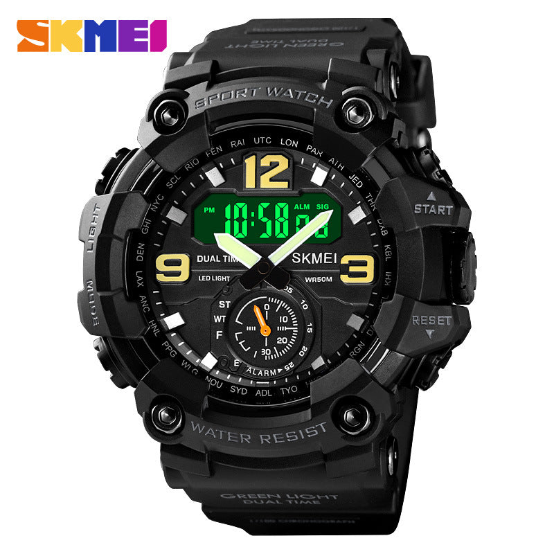 A Moment Beautiful Cool Men's Outdoor Sports Watch Large Dial Multifunctional Waterproof Electronic Watch Men's Wholesale