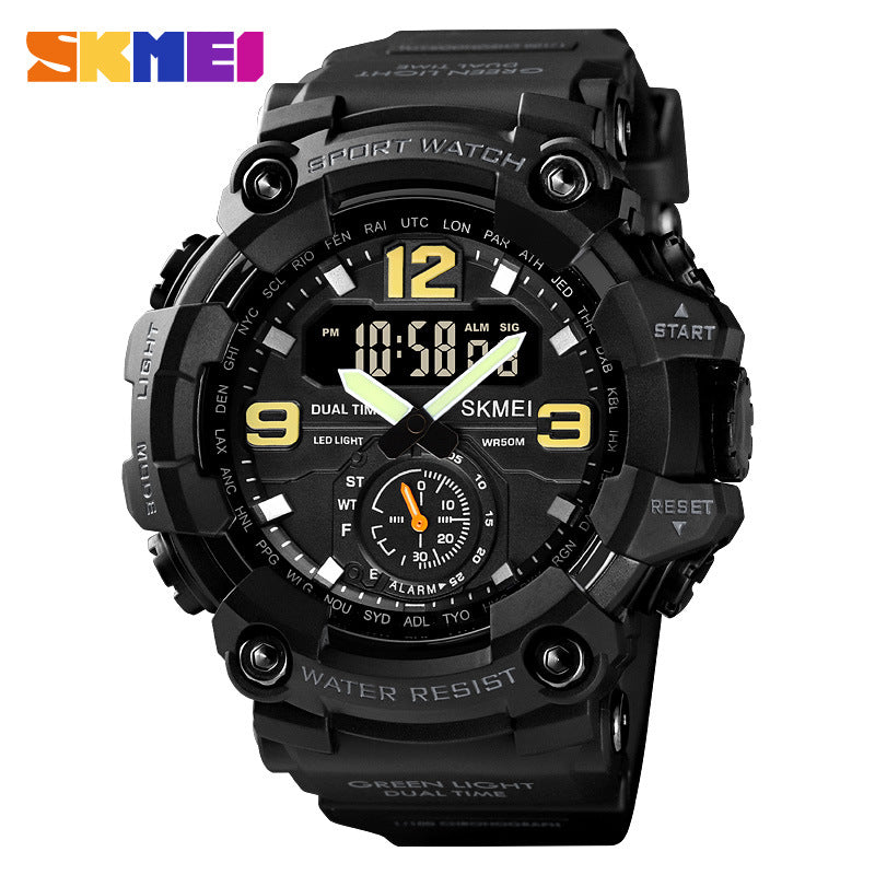 A Moment Beautiful Cool Men's Outdoor Sports Watch Large Dial Multifunctional Waterproof Electronic Watch Men's Wholesale