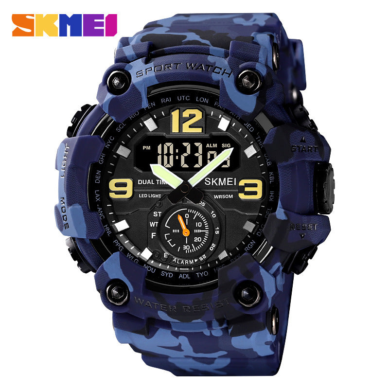 A Moment Beautiful Cool Men's Outdoor Sports Watch Large Dial Multifunctional Waterproof Electronic Watch Men's Wholesale