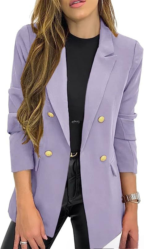 A Amazon foreign trade cross-border new small blazer women's solid color casual long-sleeved lapel button jacket