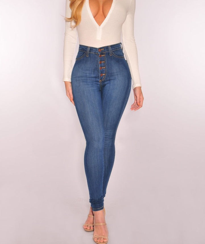A Women's Jeans High Waist Sexy Stretch Slim Slim Jeans