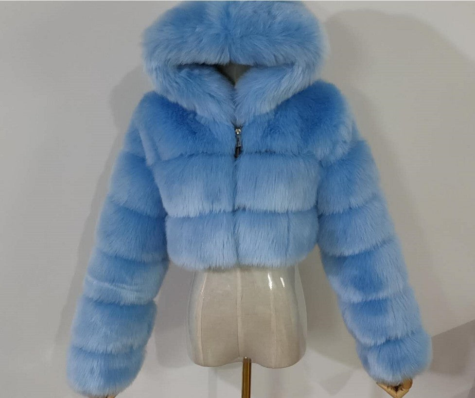 A fur coat imitation fox fur