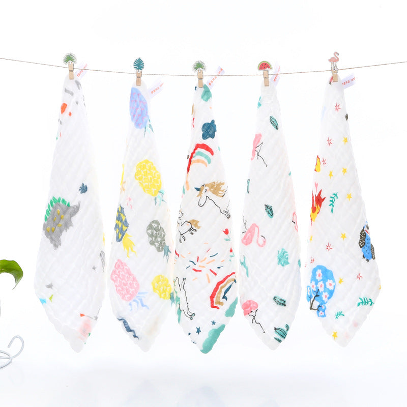 A 30 * 30 six-layer gauze square towel newborn baby towel face towel cotton yarn children's towel gauze saliva towel MOQ: 100PIECE - Mixbatch