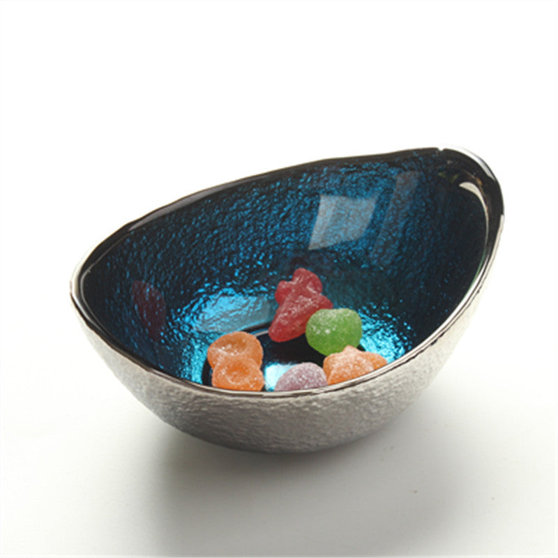 A Creative Plated Salad Bowl Sky Blue Snack Plate Stained Glass Dipping Plate Seasoning Plate