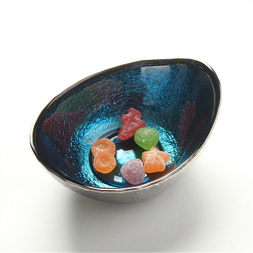 A Creative Plated Salad Bowl Sky Blue Snack Plate Stained Glass Dipping Plate Seasoning Plate
